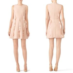RED Valentino Blush Pink Sleeveless Mini Dress with Ruffle Panels